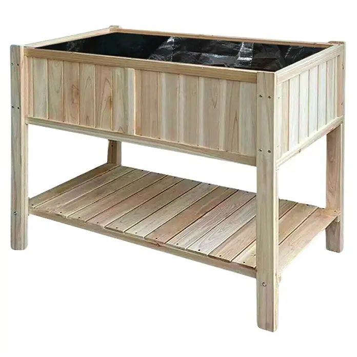 Hochbeet mit Frühbeetaufsatz - 95 x 50 x 117 cm, Holz, Natur - Holzpflanzkasten auf Beinen mit Ablagefläche. Ideal für Garten, Terrasse oder Balkon, bietet Platz für Pflanzen und Zubehör.