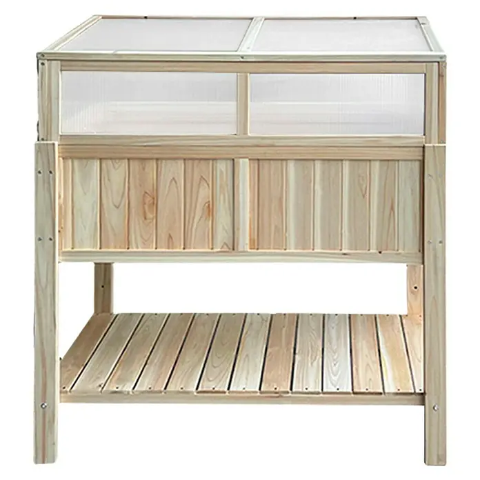 Hochbeet mit Frühbeetaufsatz - 95 x 50 x 117 cm, Holz, Natur - Geräumiges Hochbeet aus Holz mit transparentem Dach für den Garten oder die Terrasse. Ideal für den Anbau von Gemüse und Kräutern.