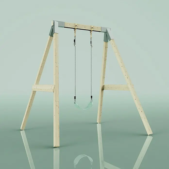 OutdoorToys Schaukel Schaukel Giraffe - B x L: 163 x 179 cm, Holz - Freistehende Schaukel aus Holz und Metall mit einem hellgrünen Sitz, die eine spielerische Note in jeden Garten bringt.