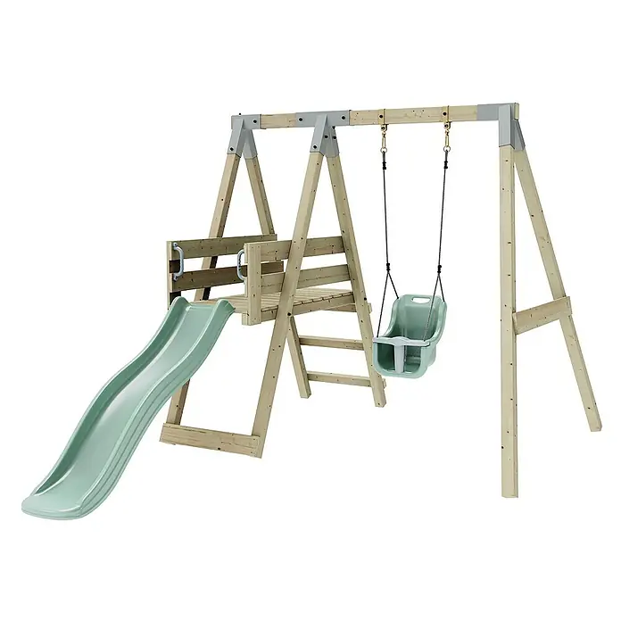 OutdoorToys Schaukel Schaukel Rotfuchs - B x L: 291 x 231 cm, Holz - Ein hölzernes Spielgerüst mit Rutsche und Babyschaukel. Ideal für den Garten, um Kindern Spaß zu bieten und die Motorik zu fördern.