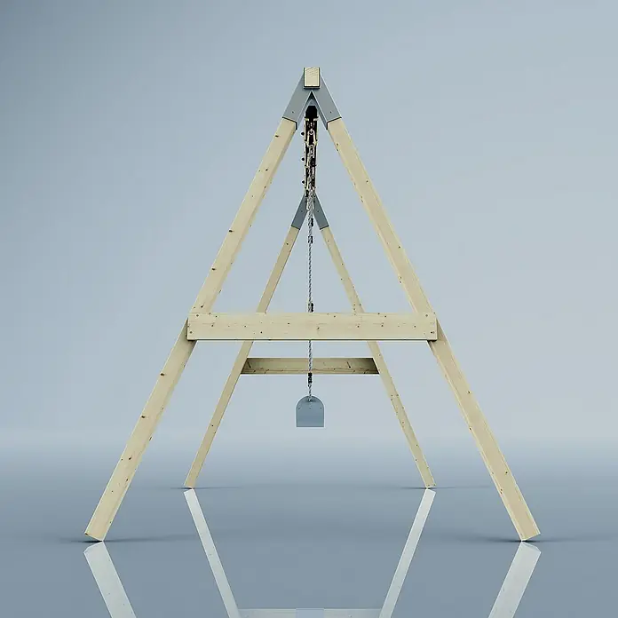 OutdoorToys Schaukel Schaukel Tukan - B x L: 177 x 260 cm, Holz - Darstellung einer hölzernen Schaukel mit Seilaufhängung und Metallsitz. Ideal für den Garten, bietet es Spaß und Bewegung für Kinder.