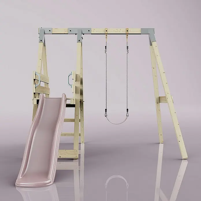 OutdoorToys Schaukel Schaukel Amsel - B x L: 29 x 202 cm, Holz - Holzspielplatz mit Rutsche und Schaukel für Kinder. Ideal für den Garten, um Spaß und Bewegung zu fördern.