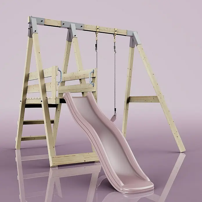 OutdoorToys Schaukel Schaukel Amsel - B x L: 29 x 202 cm, Holz - Hölzerner Spielplatz mit Rutsche und Schaukel für Kinder, ideal für den Garten. Bietet stundenlangen Spaß im Freien.