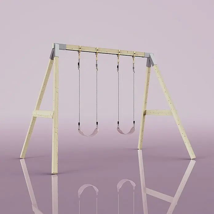 OutdoorToys Schaukel Schaukel Nachtfalter - B x L: 177 x 260 cm, Holz - Eine Schaukel mit Holzrahmen und zwei Schaukelsitzen, die zum Spielen im Freien einladen. Reflektierender Untergrund.