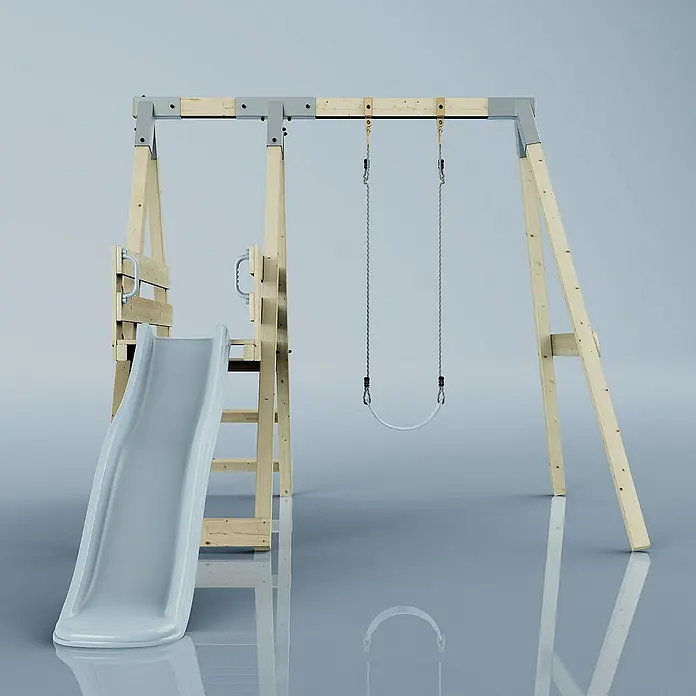 OutdoorToys Schaukel Schaukel Amsel - B x L: 29 x 202 cm, Holz - Holzspielplatz-Set mit Rutsche und Schaukel für Kinder, ideal für den Garten, robust und sicher.
