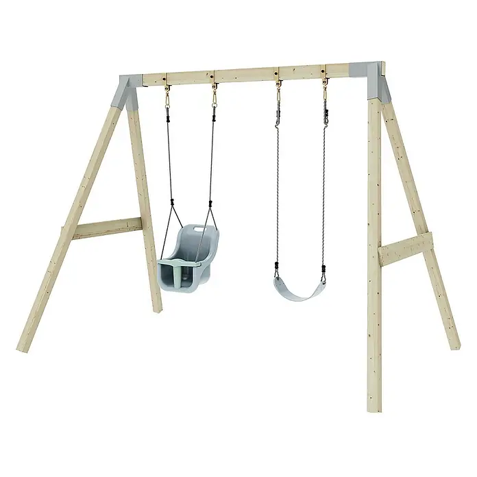 OutdoorToys Schaukel Schaukel Papagei - B x L: 177 x 260 cm, Holz - Schaukelgestell mit Baby- und Schaukelsitz. Das Gestell ist aus Holz gefertigt und bietet Platz für zwei Schaukeln.