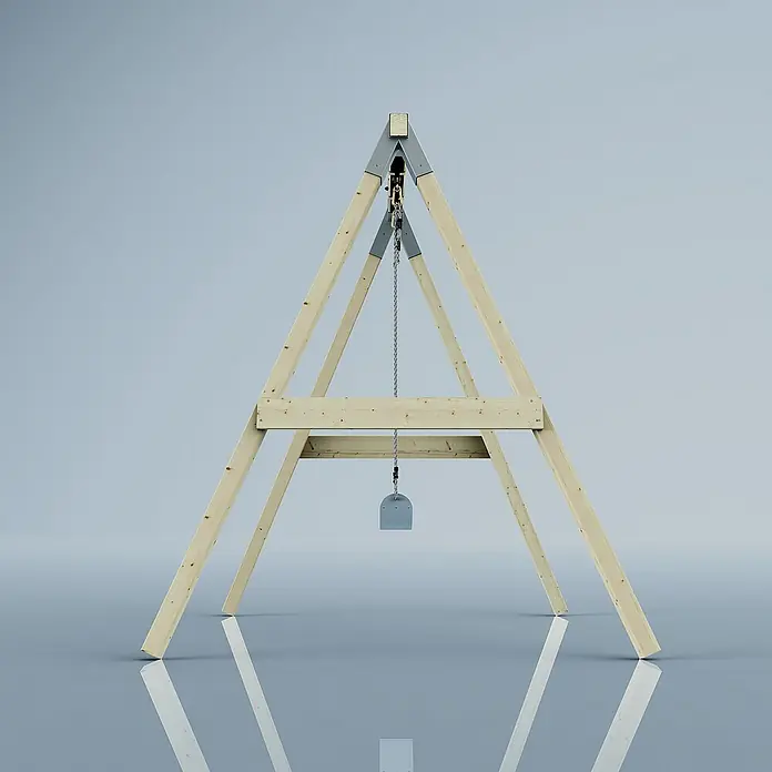 OutdoorToys Schaukel Schaukel Giraffe - B x L: 163 x 179 cm, Holz - Holzschaukelgestell mit Kette und Metallsitz auf glänzendem Untergrund, ideal für den Garten. Robuste Konstruktion für sicheren Schaukelspaß.
