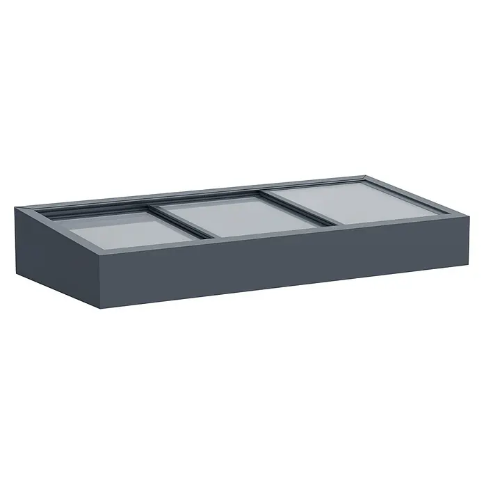 Gardol Frühbeet-Aufsatz - Passend für: Gardol Metall-Hochbeete 1,5 x 0,7 m - Das Bild zeigt ein isoliertes Oberlichtfenster mit drei Fenstern, das für eine gute Beleuchtung und Energieeffizienz konzipiert ist.