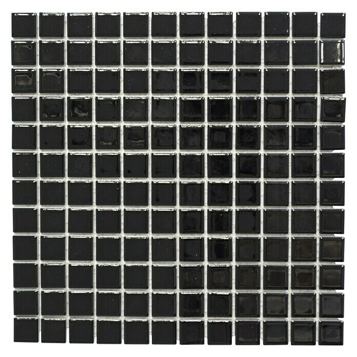 Mosaikfliese Quadrat Uni CG 144 (30 x 30 cm, Schwarz, Glänzend)
