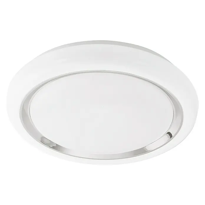 Eglo LED-Deckenleuchte Capasso - 18 W, Weiß, Chrom - Weisse LED-Deckenleuchte mit silberfarbenem Ring, ideal für moderne Innenräume und energiesparende Beleuchtungslösungen.
