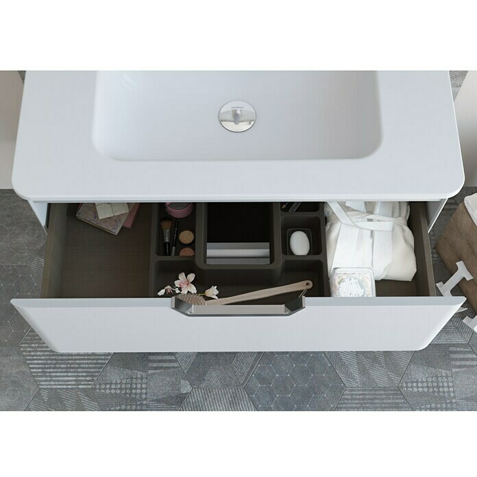 Beauty Waschtischunterschrank (45 x 59,5 x 56,5 cm, Weiß, Hochglanz)