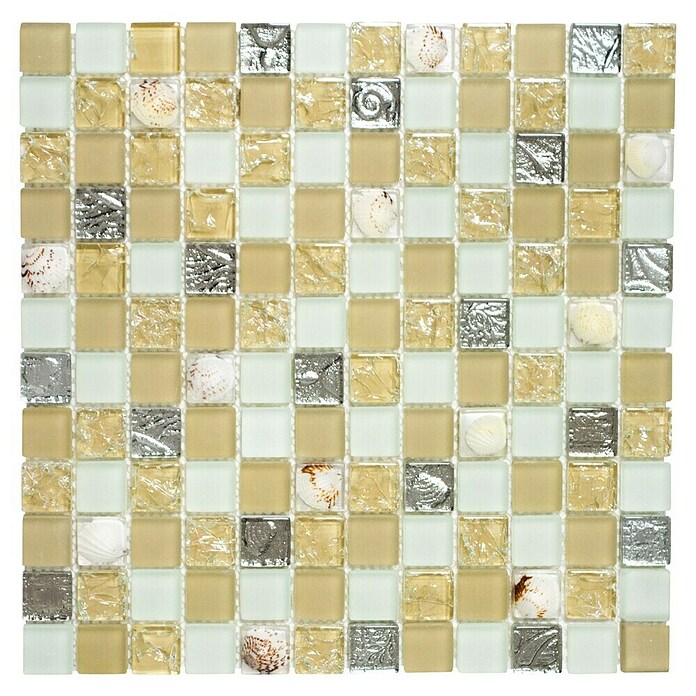 Mosaikfliese Quadrat Crystal XCM 8OP9 (30 x 30 cm, Beige, Glänzend)