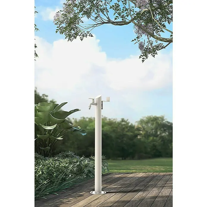 GardWell Wasserzapfstelle Comfort Style - Light-Greige, Höhe: 93 cm, Edelstahl - Gartenwasserhahn aus Edelstahl im Außenbereich. Die Armatur verfügt über einen praktischen Schlauchanschluss.