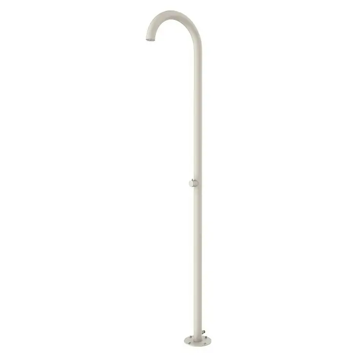 GardWell Pooldusche Curve - Höhe: 232 cm, Edelstahl, Light-Greige - Außendusche in Weiß. Die Gartendusche ist aus rostfreiem Stahl,  hat einen Duschkopf und einen Wasserhahn. Perfekt für den Garten.