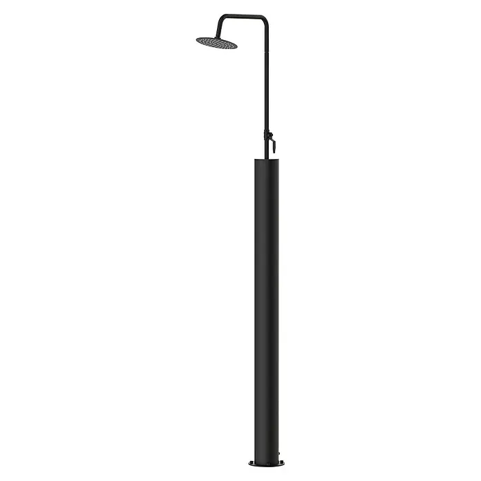 GardWell Solardusche Sol - Höhe: 220 cm, Edelstahl, Schwarz, 16,5 l - Schwarze Außendusche mit rundem Duschkopf. Die Gartendusche ist aus Aluminium und ein moderner Hingucker für den Garten.