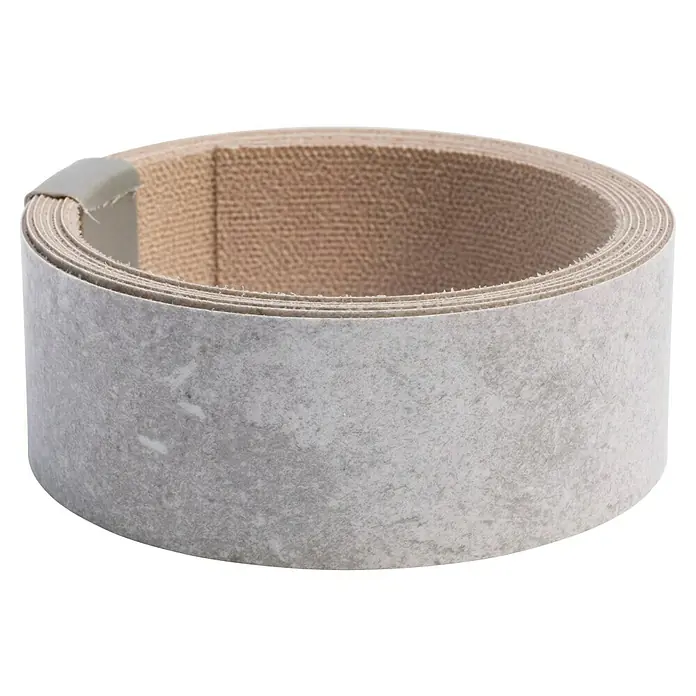 LOGOCLIC Umleimer Elementa+ K754 - Titania Grey, 200 cm x 3,2 mm - Nahaufnahme eines gewickelten Isolierbandes mit einer hellgrauen äußeren und einer hellbraunen inneren Schicht.