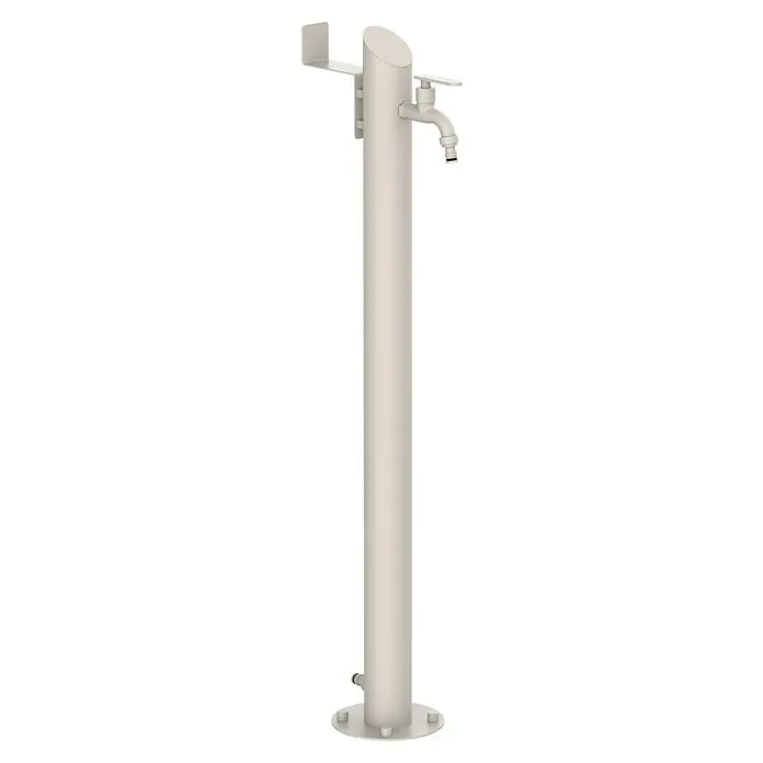 GardWell Wasserzapfstelle Comfort Style - Light-Greige, Höhe: 93 cm, Edelstahl - Freistehende Gartendusche aus Edelstahl, ideal für den Außenbereich und zur Abkühlung an heißen Tagen.