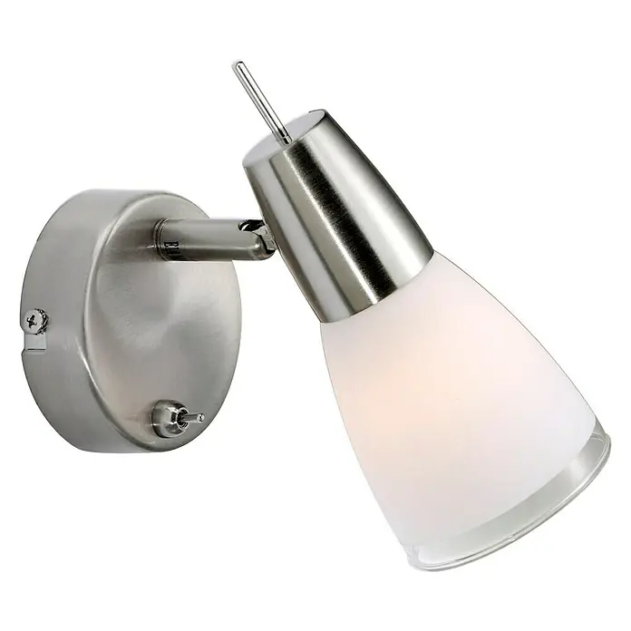 Tween Light LED-Deckenstrahler Doro - 3 W, L x B x H: 14,5 x 8 x 17 cm, Stahl, Weiß, Warmweiß - Moderne Wandleuchte aus gebürstetem Nickel mit weißem Glasschirm für eine stilvolle Beleuchtung in jedem Raum.