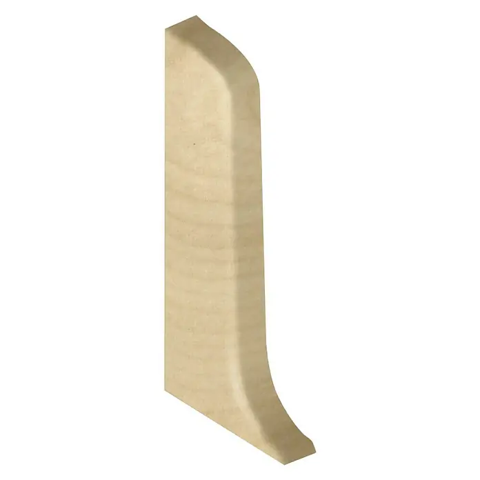 LOGOCLIC Endkappe - Buche Hell, 2 Stk., Geeignet für: Kabelkanal-Sockelleisten - Hellbraune, unbehandelte Holzleiste mit abgerundeten Kanten, ideal für Heimwerkerprojekte und Möbelbau.