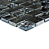 Mosaikfliese Quadrat Crystal Mix XCM M862 (32,7 x 30,2 cm, Schwarz, Glänzend)