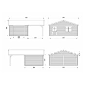 Palmako Garaje con carport Roger sin puerta (Medidas ext. (An x Pr): 706 x 619 cm, Natural, Madera, 19 m², Sin tratar) | BAUHAUS