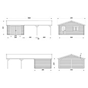 Palmako Garaje con carport Roger con puerta abatible (Medidas ext. (An x Pr): 1.006 x 619 cm, Natural, Madera, 19 m², Incluye puerta de madera) | BAUHAUS