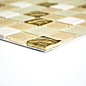 Selbstklebemosaik Quadrat Crystal Mix SAM 4M362 (30 x 30 cm, Weiß/Gold, Glänzend)