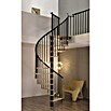Minka Spindeltreppe Spiral Effect (Durchmesser: 140 cm, Schwarz, Farbe Stufen: Buche Hell, Geschosshöhe: Max. 309 cm)