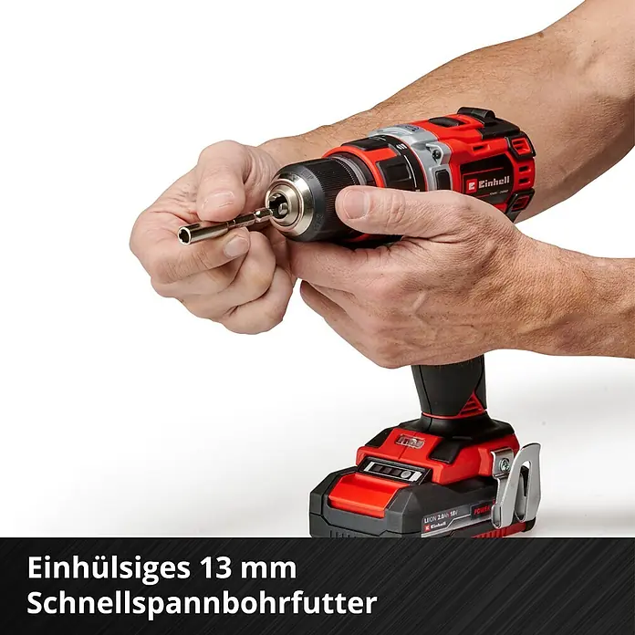 Einhell Power X-Change 18V Akku-Schlagbohrschrauber TP-CD 18/50 Li-i BL Solo - 18 V, 2 Akkus, 2 Ah, 50 Nm - Akku-Bohrschrauber Einhell mit Schnellspannbohrfutter, perfekt für Heimwerkerarbeiten und professionelle Projekte.