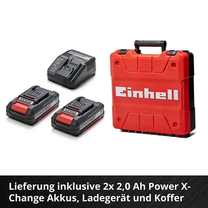 Einhell Power X-Change 18V Akku-Schlagbohrschrauber TP-CD 18/50 Li-i BL Solo - 18 V, 2 Akkus, 2 Ah, 50 Nm - Einhell Power X-Change Akku-Set mit zwei Akkus, Ladegerät und Koffer. Ideal für kabellose Freiheit bei Ihren Projekten.