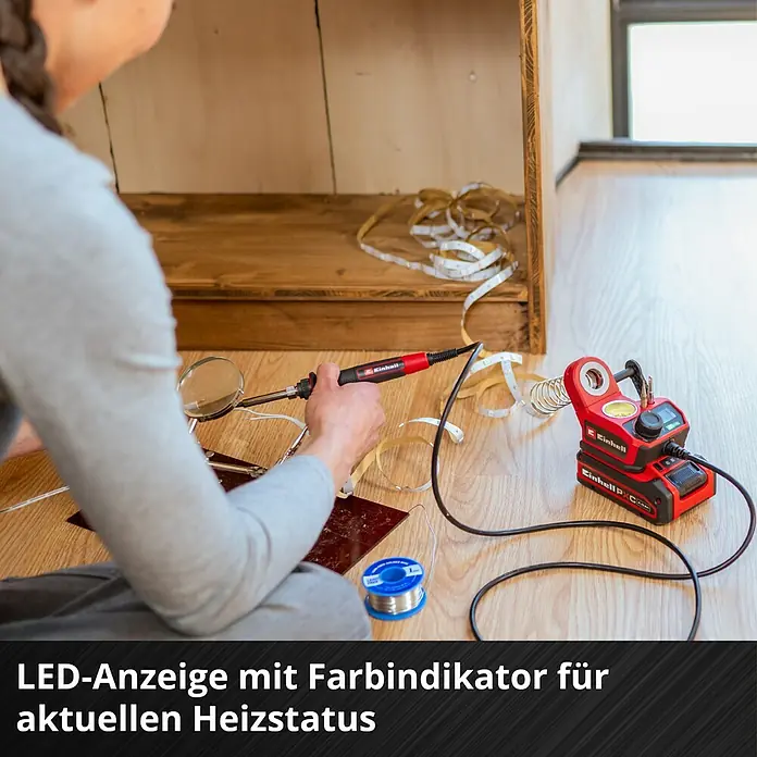 Einhell Power X-Change 18V Akku-Lötkolben TE-SI 18/480 LI E - Solo - 18 V - Einhell Akku-Lötkolben mit LED-Anzeige für den aktuellen Heizstatus. Praktisch für Lötarbeiten mit Anzeige des Heizstatus.