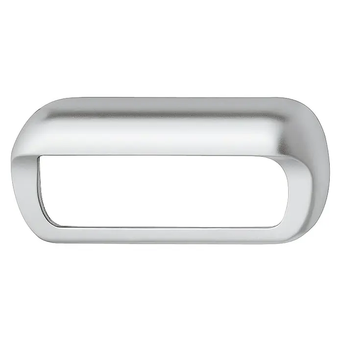 Häfele Tirador para muebles - Tipo de tirador del mueble: Concha, L x An x Al: 18 x 110 x 51 mm, Cromado - Moldura plateada alargada con esquinas redondeadas y un recorte rectangular en el centro, ideal para embellecer superficies.