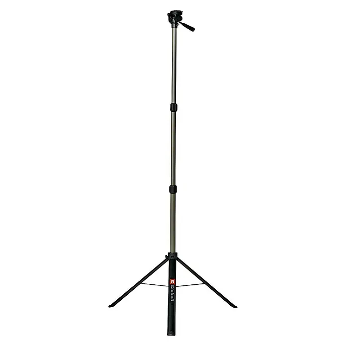 Einhell Adapter TRIPOD - Passend für: Geräte mit einem 1/4" Gewinde - Ein Stativ der Marke Einhell, das sowohl für Fotos als auch für Videos verwendet werden kann, ist auf einem schwarzen Hintergrund zu sehen.