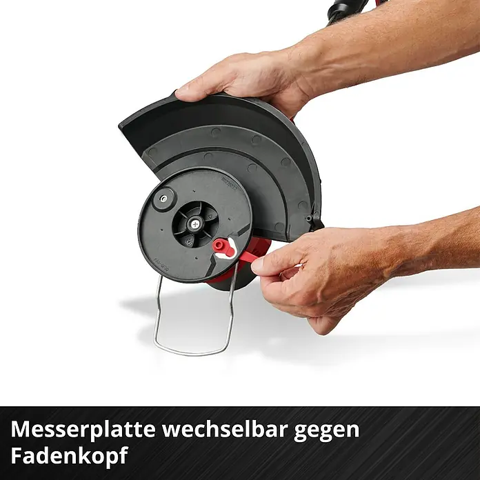 Einhell Power X-Change 18V Akku-Rasentrimmer GE-CT 18/25-1 - 18 V, Li-Ionen, Ohne Akku, Schnittbreite Messer: 25 cm, Schnittbreite Faden: 25 cm - Messerplatte einer Akku-Sense, die gegen einen Fadenkopf ausgetauscht werden kann.