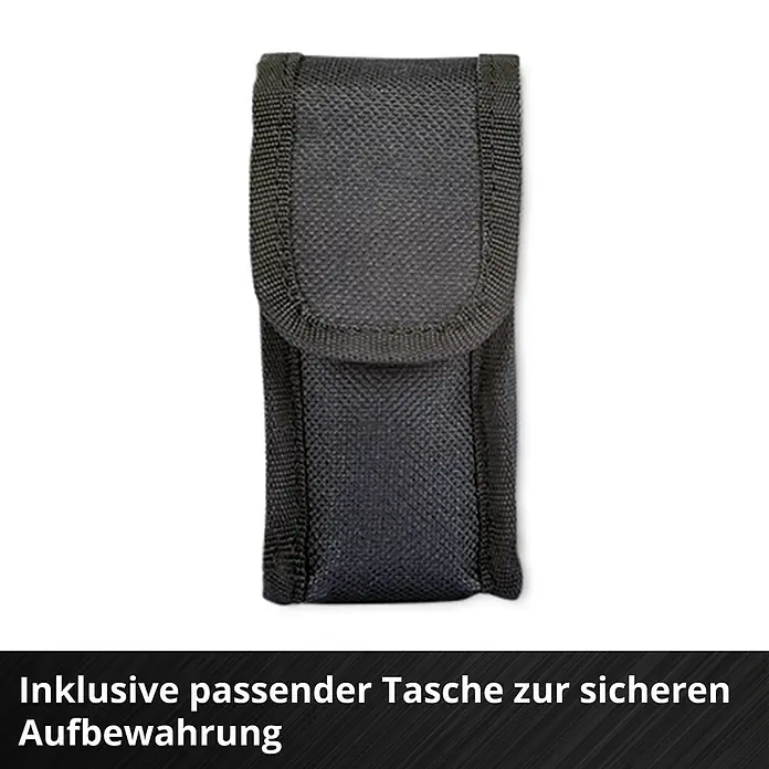 Einhell Laserentfernungsmesser TC-LD 60 R - Messbereich: 0,05 - 60 m, Ohne Batterien - Schwarze Nylontasche mit einem Verschluss für die sichere Aufbewahrung eines kleinen Gegenstandes.