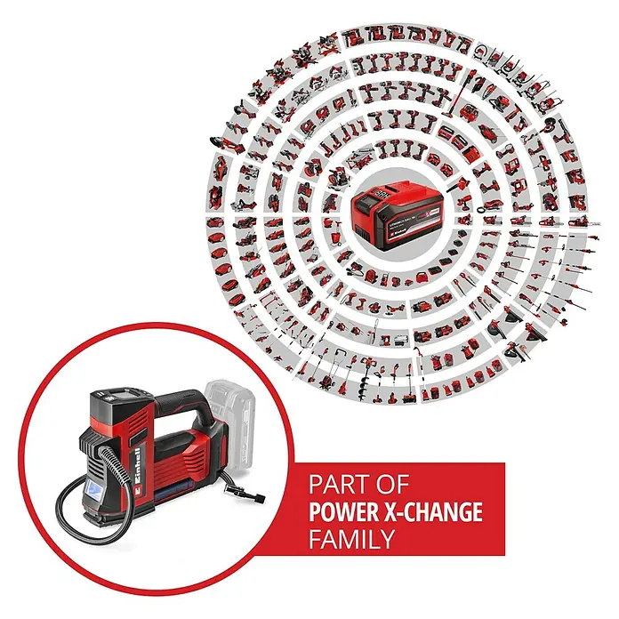 Einhell Power X-Change 18V Akku-Kompressor CE-CC 18/23 D Li-Solo - 18 V, Ohne Akku, 11 bar - Ein Akku-Kompressor von Einhell mit Power X-Change Akku. Teil der Power X-Change Familie.