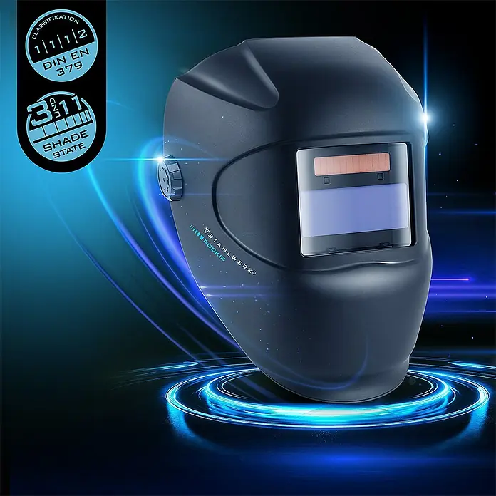 STAHLWERK Schweißhelm Schweißhelm ROOKIE - Schwarz - Abbildung eines Stahlwerk Rookie Schweißhelms, der Schutz und Komfort beim Schweißen bietet.
