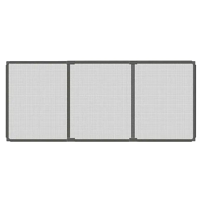 Schellenberg Mosquitera - 75 cm - 142 cm, Inserción, Color bastidor: Antracita - Imagen de un protector de chimenea gris de tres paneles con una malla fina, que ofrece protección y un aspecto moderno.