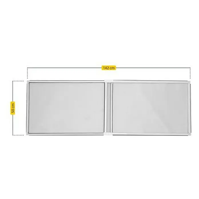 Schellenberg Mosquitera - 75 cm - 142 cm, Inserción, Color bastidor: Blanco - La imagen muestra dos paneles de vidrio, que miden 142 cm de ancho y 50 cm de alto, ideales para uso interior como partición o elemento decorativo.