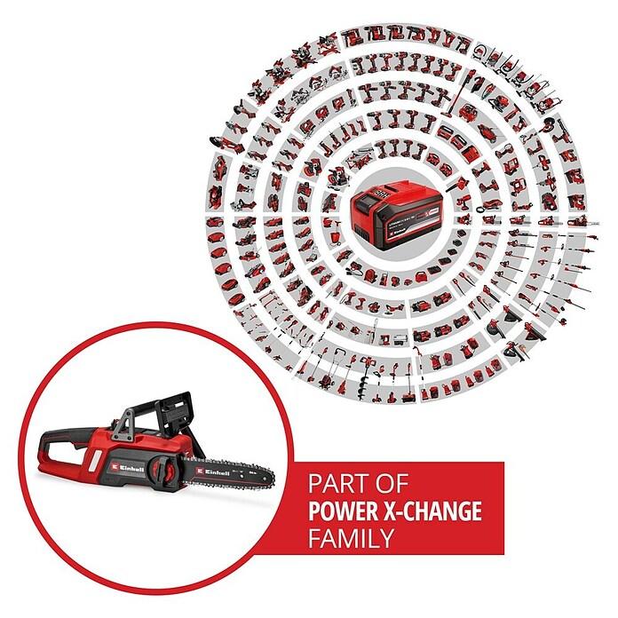 Einhell Power X-Change 18V Motosierra de batería GE-LC 18/25 Li (18 V, Iones de litio, Sin batería, Longitud de la cuchilla: 25 cm) | BAUHAUS