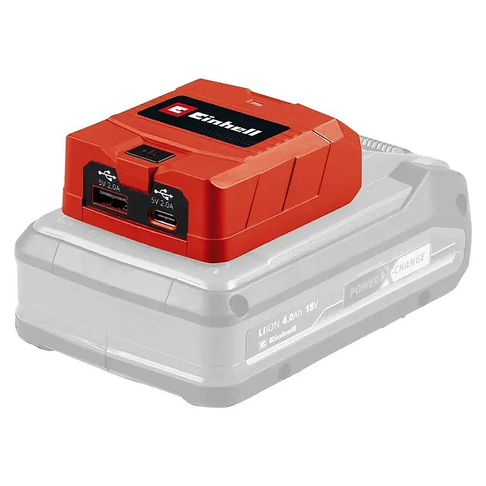 Einhell Power X-Change 18V USB-Akku-Adapter TC-CP 18 Li - 18 V - Einhell Power X-Change Akku-Adapter mit USB-Anschlüssen zum Aufladen mobiler Geräte.