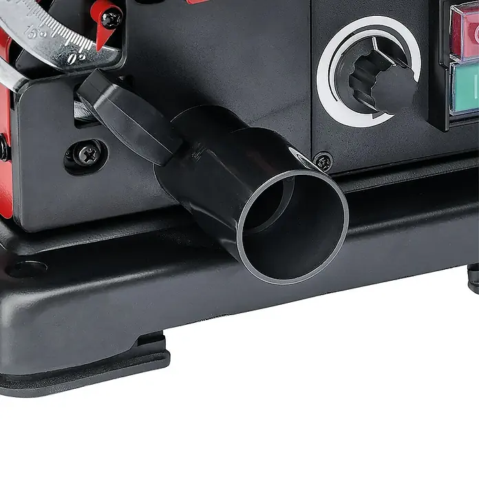 Einhell Dekupiersäge TC-SS 406 E - 120 W, 400 U/min - 1.600 U/min - Detailansicht eines Hobels mit Staubabsauganschluss, der eine saubere Arbeitsumgebung ermöglicht.