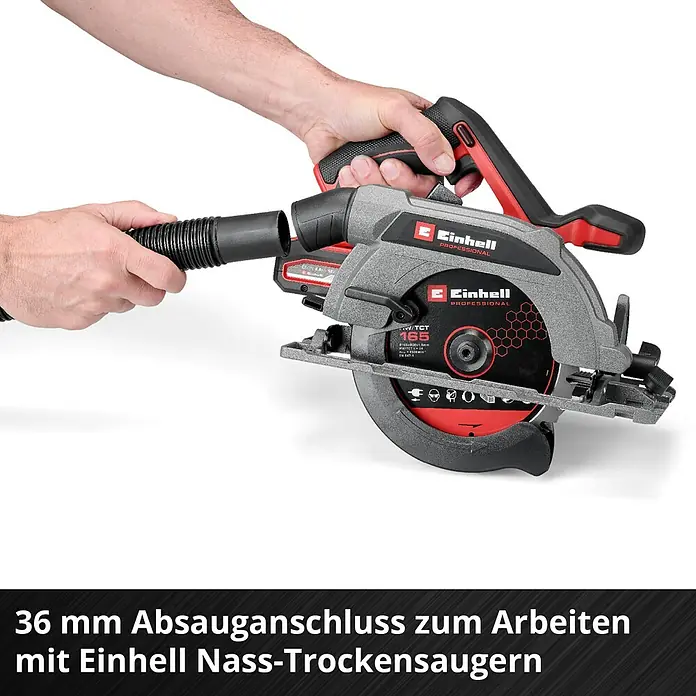 Einhell Power X-Change 18V Akku-Handkreissäge TP-CS 18/165 Li BL - Solo - 18 V, Ohne Akku, Durchmesser Sägeblatt: 165 mm, 5.000 U/min - Akku-Handkreissäge Einhell Professional mit Staubabsaugung für sauberes Arbeiten mit Einhell Nass-Trockensaugern.