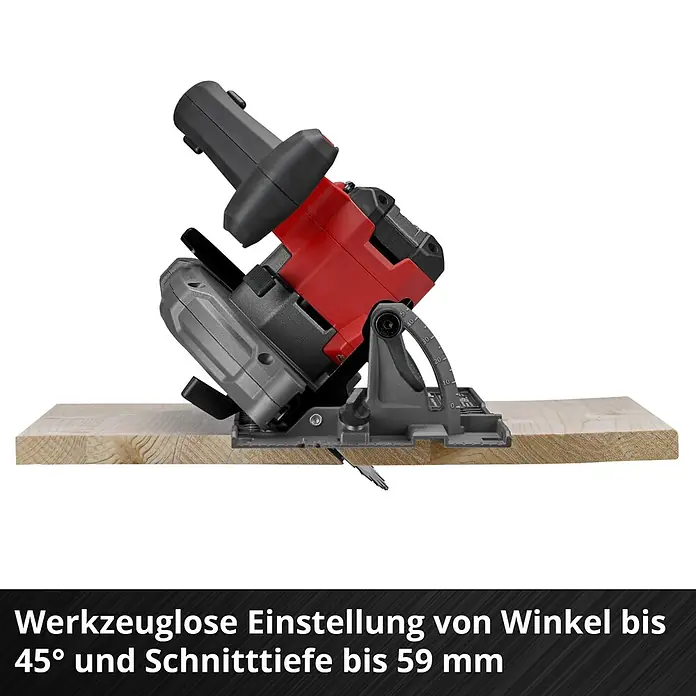 Einhell Power X-Change 18V Akku-Handkreissäge TP-CS 18/165 Li BL - Solo - 18 V, Ohne Akku, Durchmesser Sägeblatt: 165 mm, 5.000 U/min - Akku-Handkreissäge mit Neigungseinstellung bis 45° und Schnitttiefe bis 59mm.