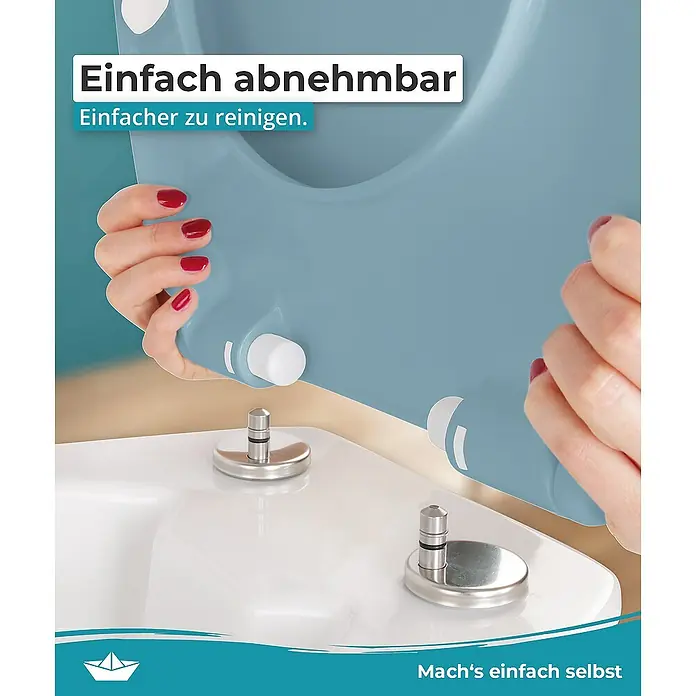 Calmwaters WC-Sitz Original - Duroplast, Blau, Mit Absenkautomatik - Einfach abnehmbarer Toilettensitz für Kinder. Leicht zu reinigen, einfache Montage für die tägliche Hygiene.