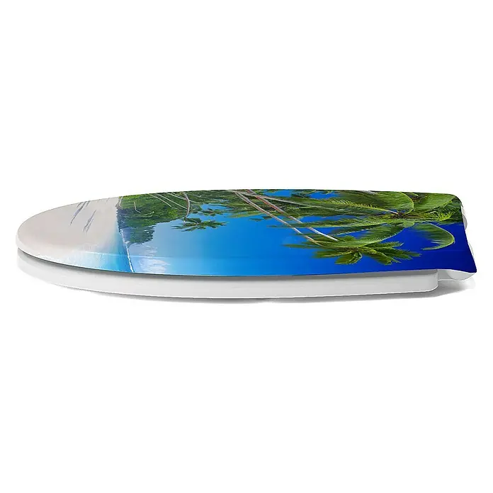 Calmwaters WC-Sitz Motiv Palmenparadies - Duroplast, Mehrfarbig, Mit Absenkautomatik - Ein Toilettensitz mit einem tropischen Strandmotiv, das Urlaubsgefühle ins Badezimmer bringt und für eine entspannte Atmosphäre sorgt.