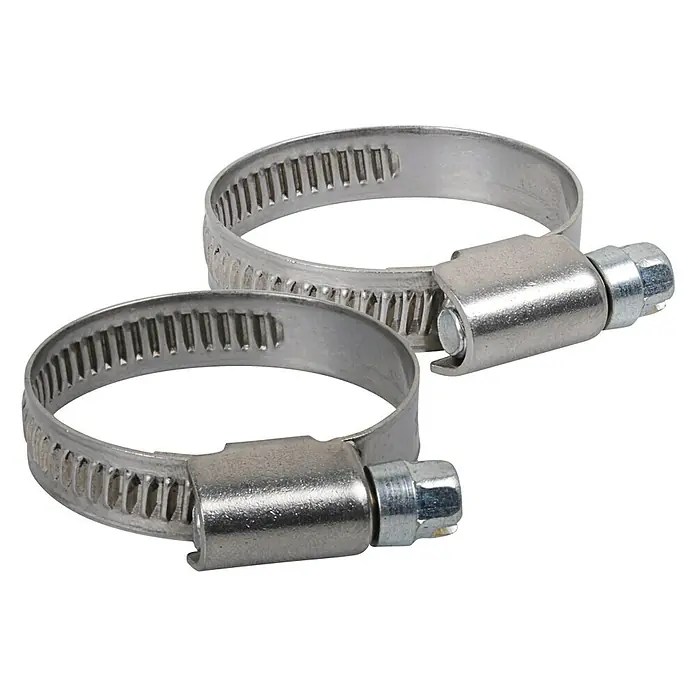 Schlauchschelle - Spannbereich: 16 mm - 25 mm, Breite Band: 9 mm, Edelstahl, 2 Stk. - Zwei verstellbare Schlauchschellen aus Metall für die sichere Befestigung von Schläuchen und Rohren.