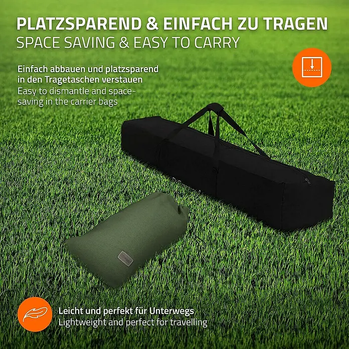 ML-Design Hängematte XXL Hängesessel Khaki mit Tragetasche und Ständer für Garten/Balkon - L x B: 255 x 99 cm, Stahl, Grün, Passend für: Erholung, Lesen, Entspannen - Platzsparende Tragetasche und kleiner Sack für den Transport.