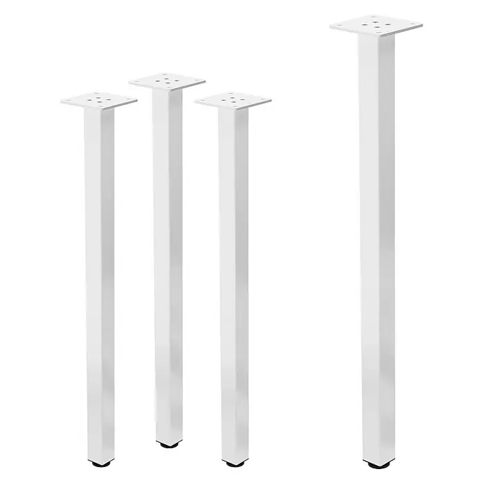 ML-Design Tischgestell 4er Set Tischkufen I-Design Möbelfüße und aus Stahl - L x B x H: 10 x 10 x 72 cm, Stahl - Vier weiße, moderne Tischbeine aus Metall für Möbel, die eine stilvolle und stabile Basis bieten. Ideal für DIY-Projekte und zeitgenössische Designs.