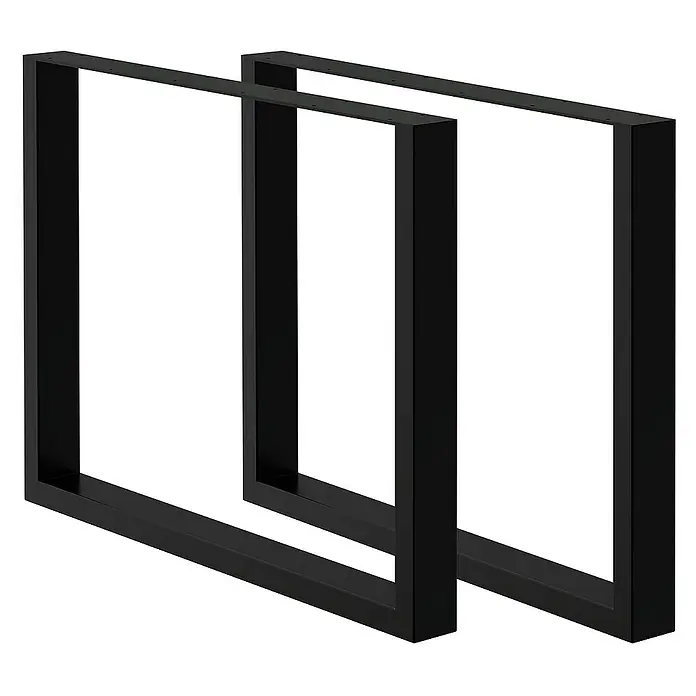 ECD Germany Tischgestell modernes Industriedesign Möbelfüße aus Metall - L x B x H: 8 x 80 x 72 cm, Stahl - Zwei schwarze, rechteckige Tischgestelle aus Metall, ideal für die individuelle Gestaltung von Tischen und Möbeln.